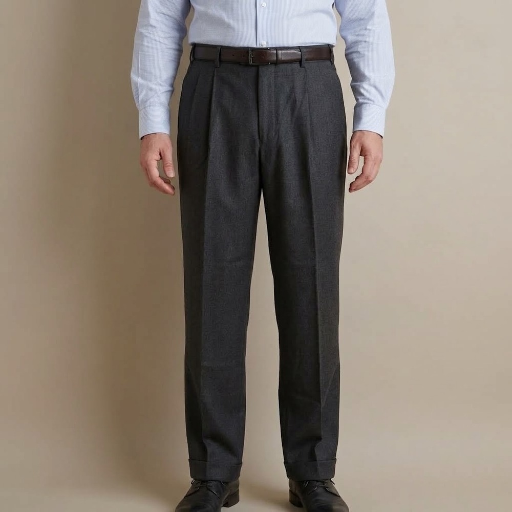 Enzo Mantovani Zignone Italy Pleated Wool Cashmere Pants Mens 36x30 Grey EUC